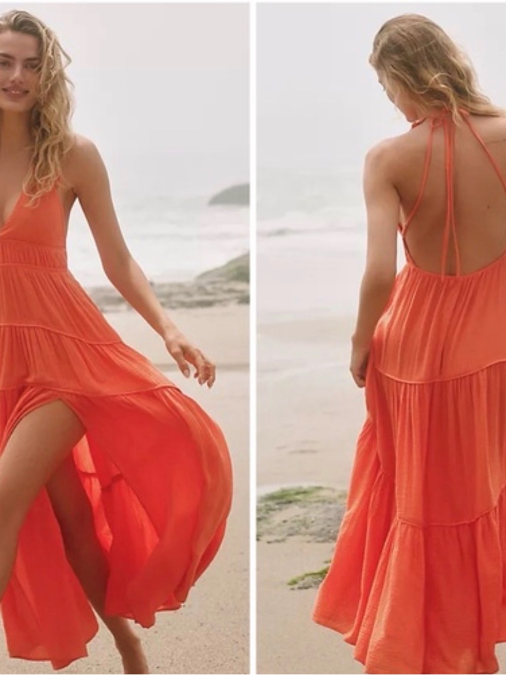 Anthropologie Flame 🔥 Orange Tiered Maxi Dress